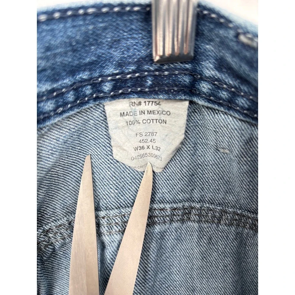 Key Industries Y2K Carpenter Jeans Mens 36x32 Workwear Faded Blue Heavy Denim